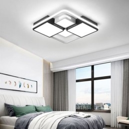 Modern Flush Mount Ceiling Light Acrylic Square Black and White Light Fixture