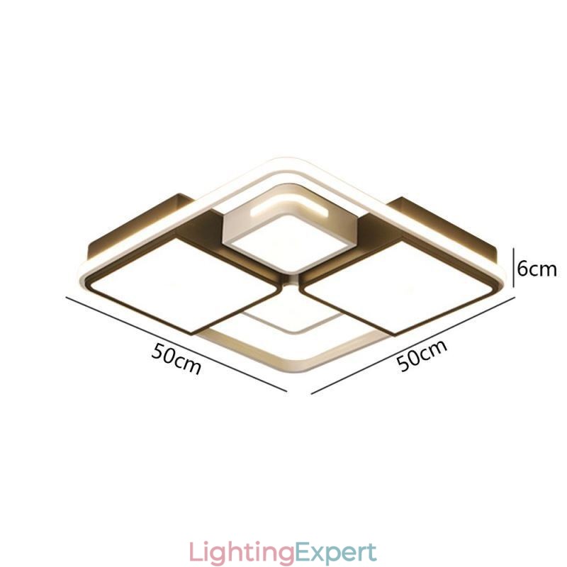 Modern Flush Mount Ceiling Light Acrylic Square Black and White Light Fixture