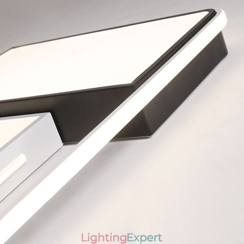Modern Flush Mount Ceiling Light Acrylic Square Black and White Light Fixture