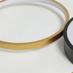 4 Rings Flush Mount Ceiling Light Unique Black+Gold Lampshade Lighting