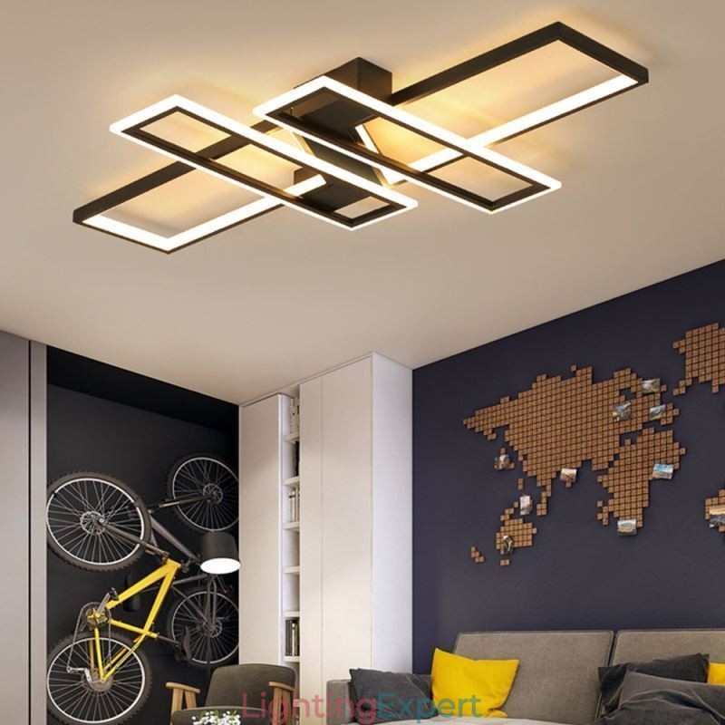 4 Light Flush Mount Ceiling Light Modern Geometric Linear Decorative Light Fixture