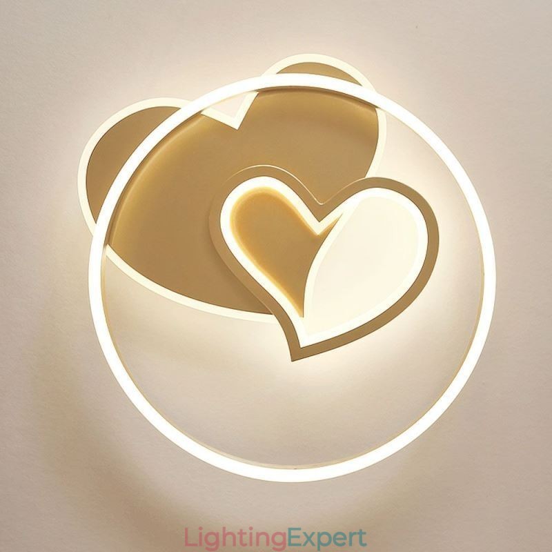 Modern Flush Mount Acrylic Double Layer Heart Shaped Ceiling Light