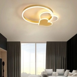 Modern Acrylic Flush Mount Gold Double Heart Ceiling Light