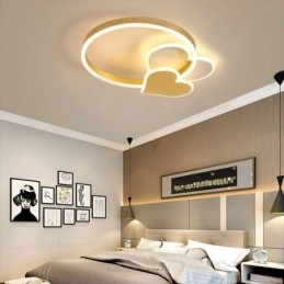 Modern Acrylic Flush Mount Gold Double Heart Ceiling Light