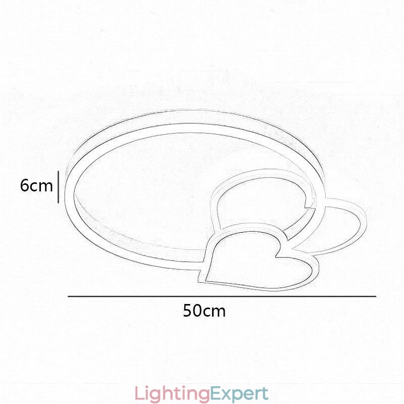 Modern Acrylic Flush Mount Gold Double Heart Ceiling Light