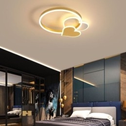 Modern Acrylic Flush Mount Gold Double Heart Ceiling Light
