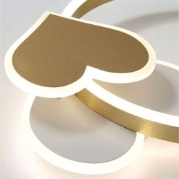 Modern Acrylic Flush Mount Gold Double Heart Ceiling Light
