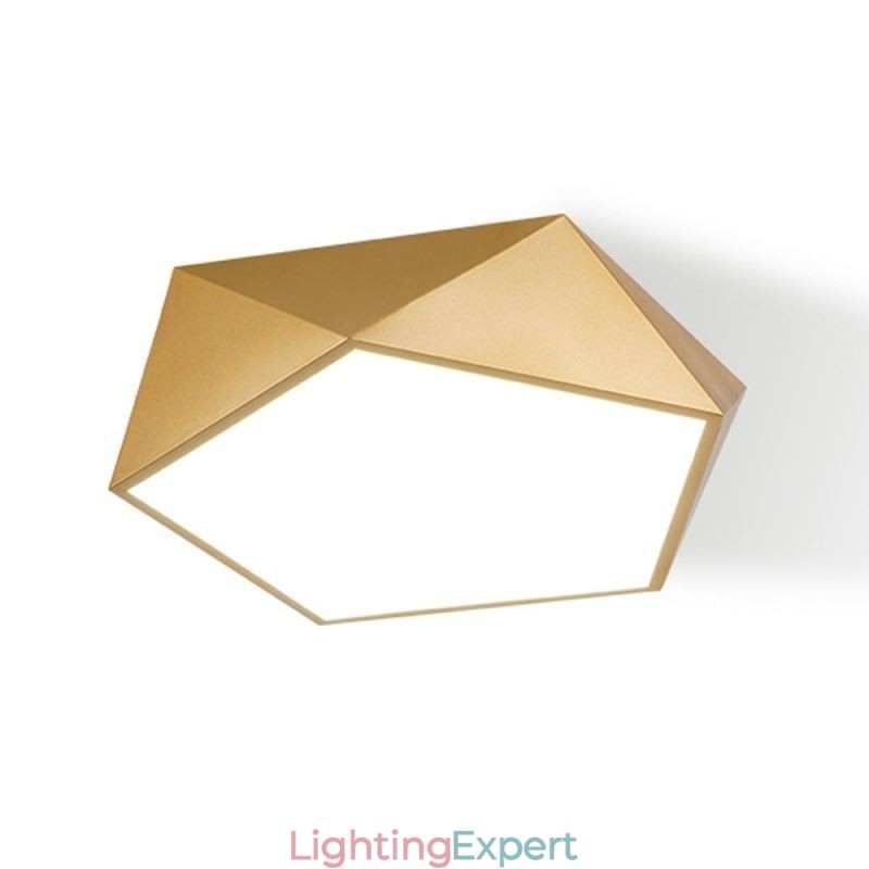 Gold Geometric Flush Mount Acrylic Ceiling Light
