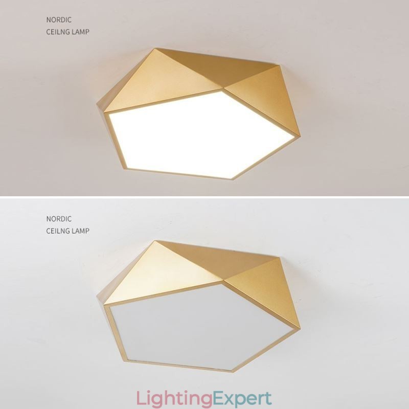 Gold Geometric Flush Mount Acrylic Ceiling Light