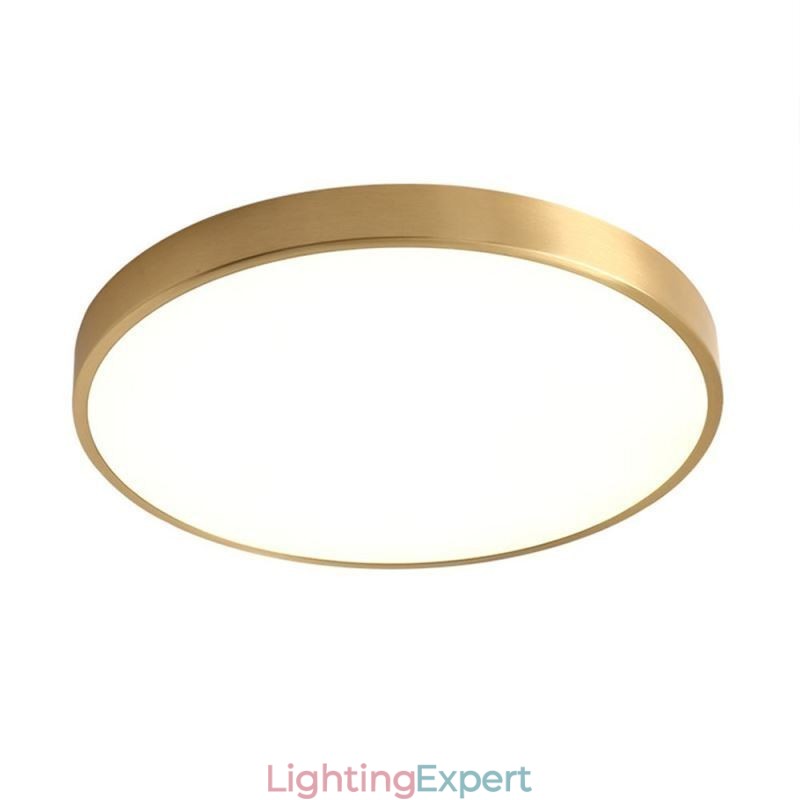 Round Flush Mount Modern Golden Acrylic Ceiling Light