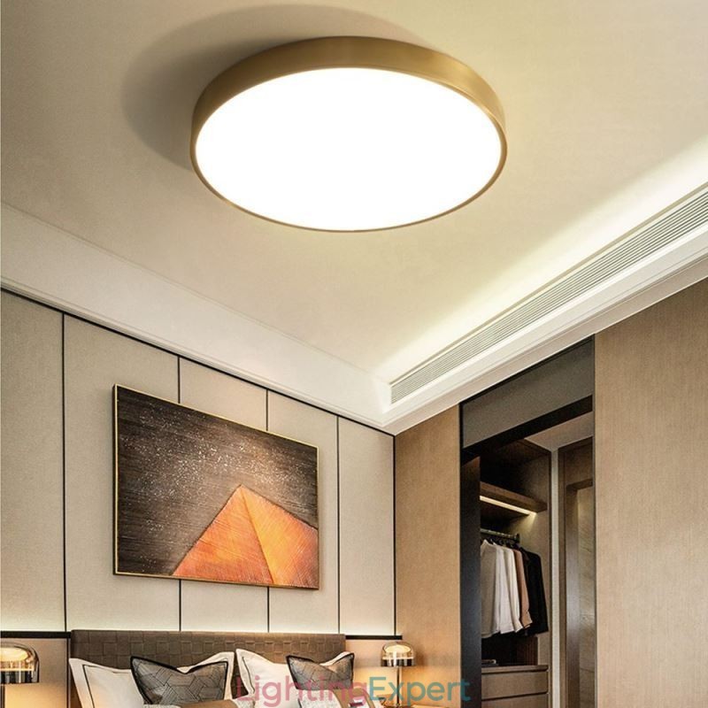 Round Flush Mount Modern Golden Acrylic Ceiling Light