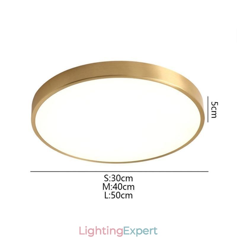 Round Flush Mount Modern Golden Acrylic Ceiling Light