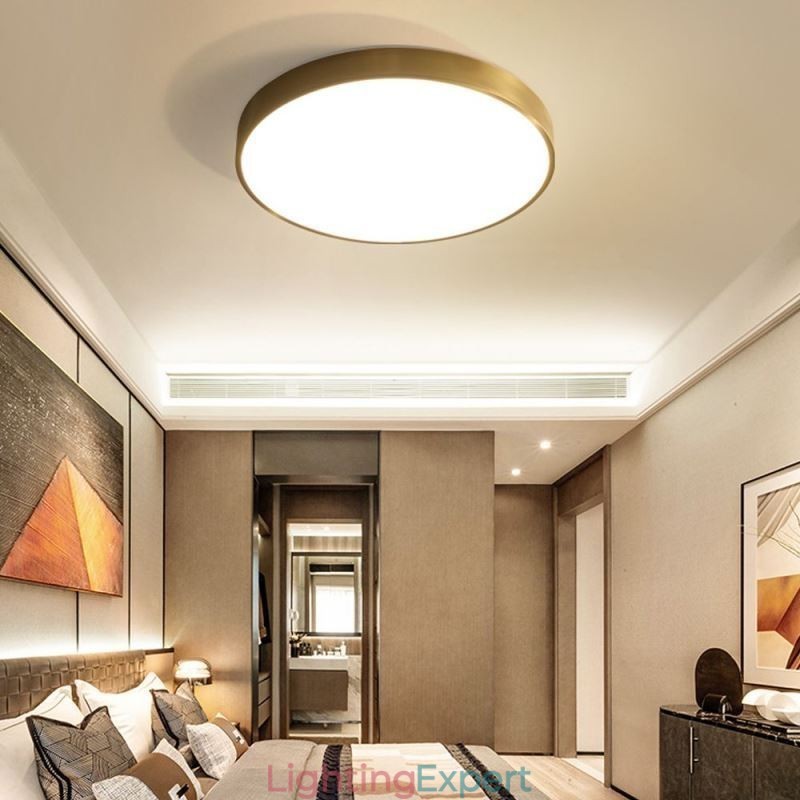 Round Flush Mount Modern Golden Acrylic Ceiling Light