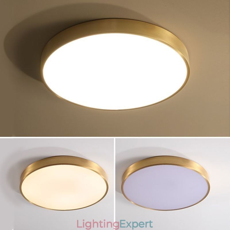 Round Flush Mount Modern Golden Acrylic Ceiling Light