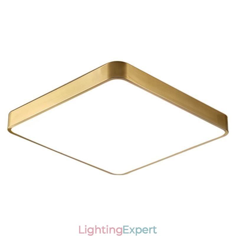Flush Mount Minimalist Acrylic Square Gold Ceiling Light