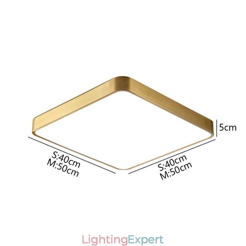 Flush Mount Minimalist Acrylic Square Gold Ceiling Light