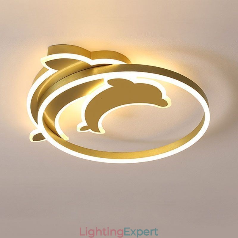Gold Dolphin Flush Mount Ceiling Light