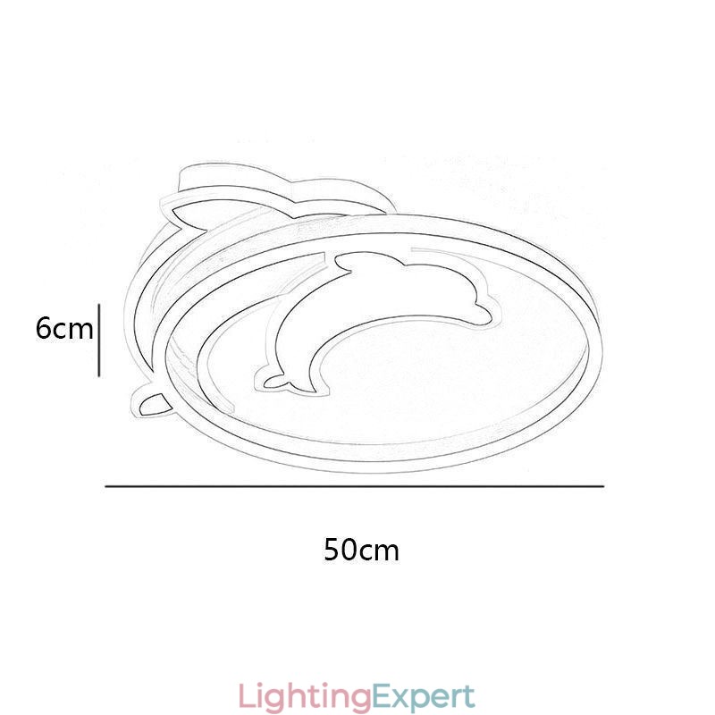 Gold Dolphin Flush Mount Ceiling Light