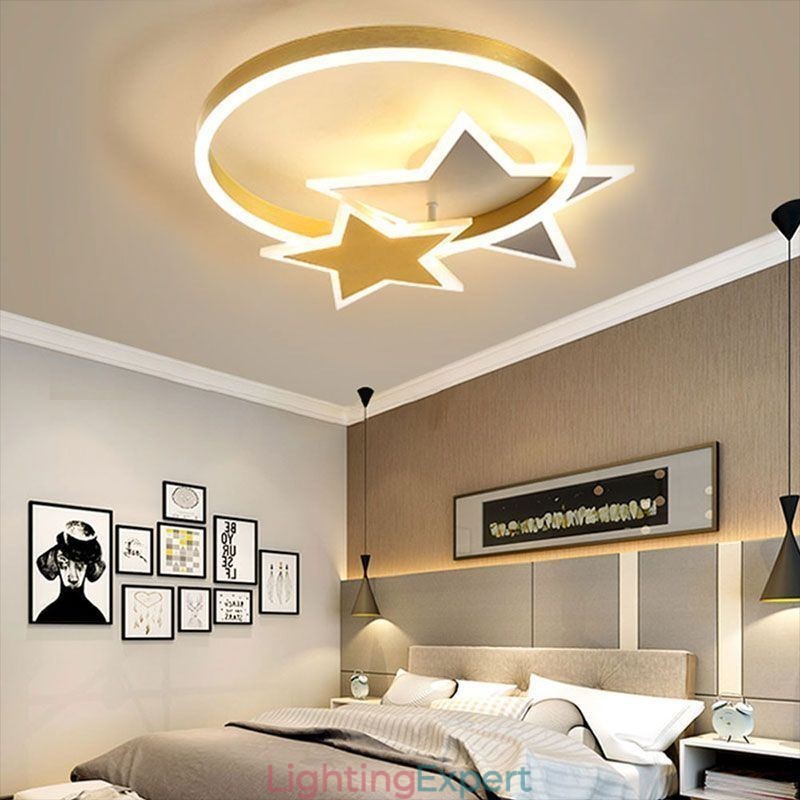 Star Flush Mount Ceiling Light Acrylic Double Stars Light Fixture