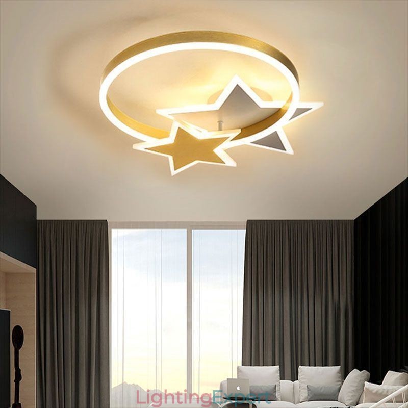Star Flush Mount Ceiling Light Acrylic Double Stars Light Fixture