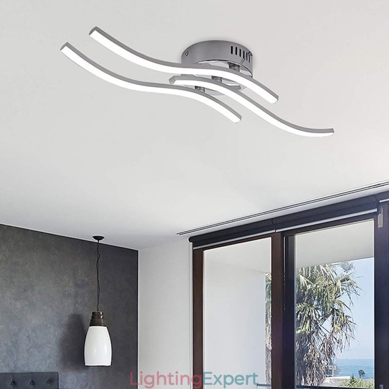 Modern Simple Flush Mount Acrylic Wave Shaped Ceiling Light