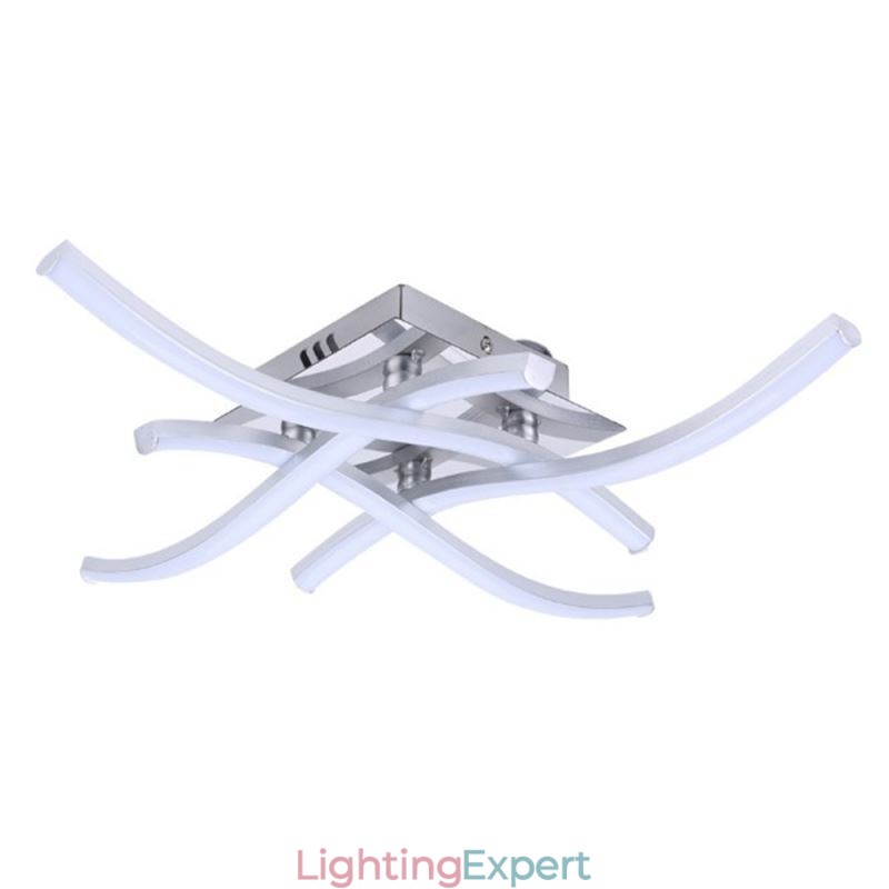 Modern Simple Flush Mount Acrylic 4 Lights Wave Shaped Ceiling Light