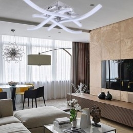 Modern Simple Flush Mount Acrylic 4 Lights Wave Shaped Ceiling Light