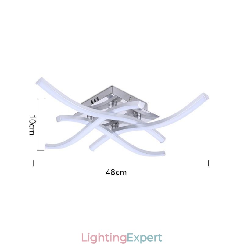 Modern Simple Flush Mount Acrylic 4 Lights Wave Shaped Ceiling Light