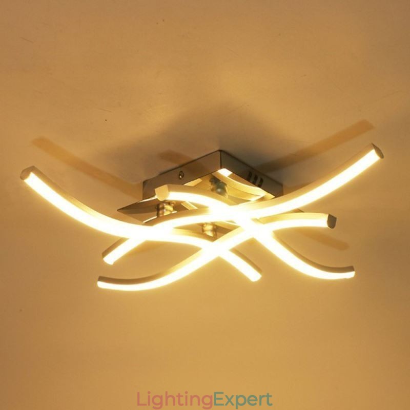 Modern Simple Flush Mount Acrylic 4 Lights Wave Shaped Ceiling Light