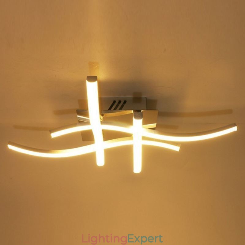 Modern Simple Flush Mount Acrylic 4 Lights Wave Shaped Ceiling Light
