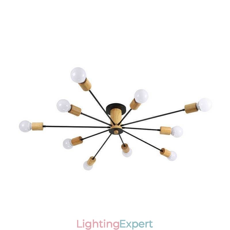 Modern Magic Beans Flush Mount Wood Branch Chandelier