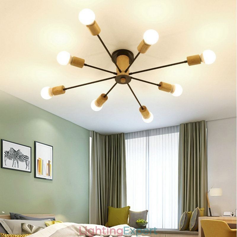 Modern Magic Beans Flush Mount Wood Branch Chandelier