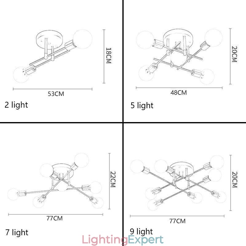 Simple Magic Beans Flush Mount Crossed Ceiling Light
