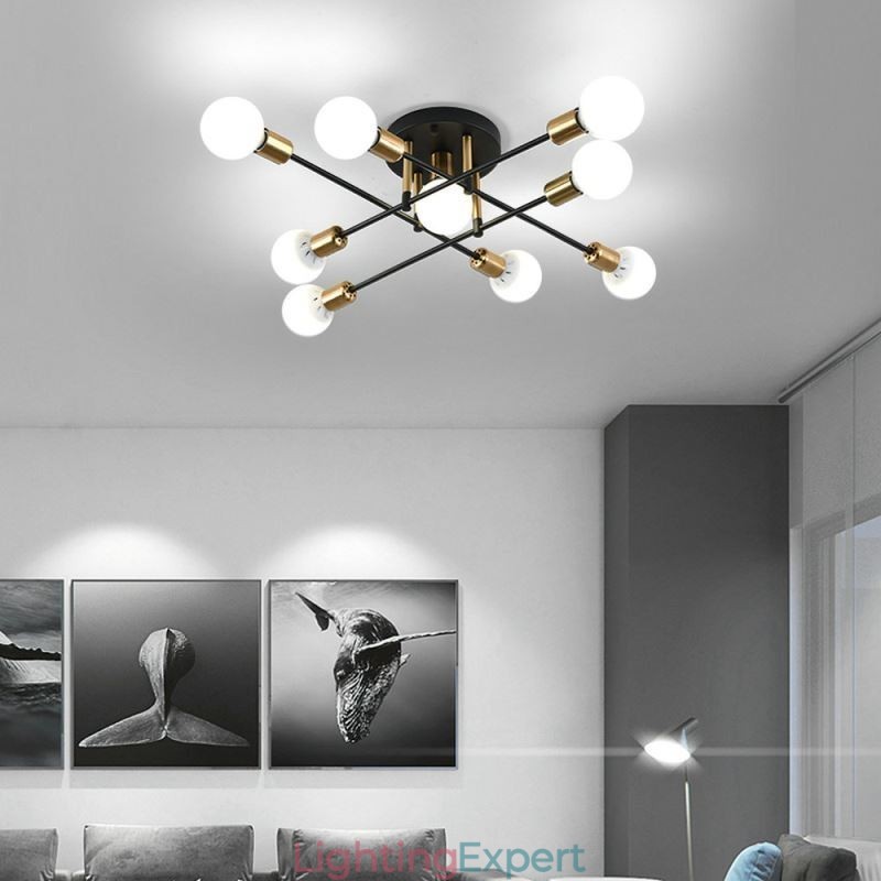 Simple Magic Beans Flush Mount Crossed Ceiling Light