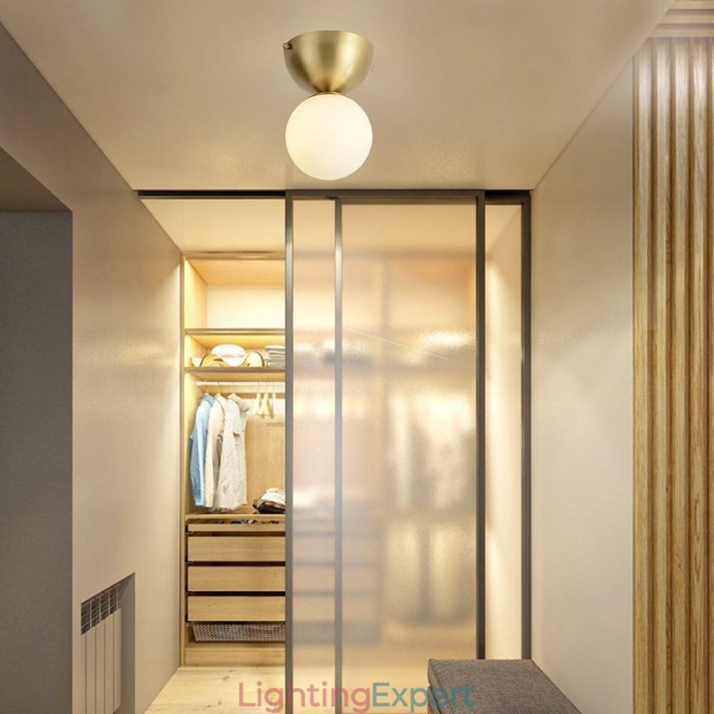 Nordic Brass Mini Flush Mount Ceiling Light Foyer Lighting