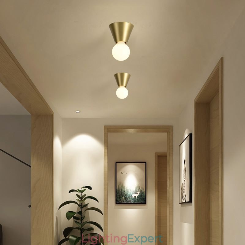 Nordic Brass Mini Flush Mount Ceiling Light