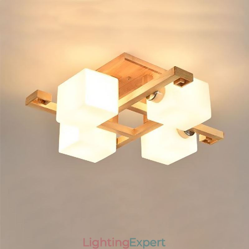 Nordic Flush Mount Ceiling Light Creative Warm Solid Wood Light
