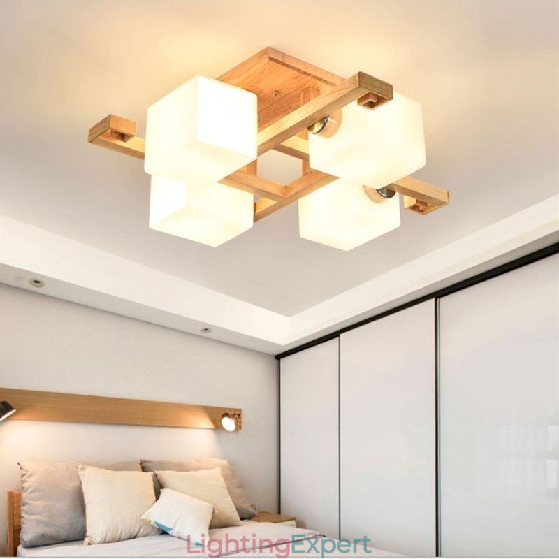 Nordic Flush Mount Ceiling Light Creative Warm Solid Wood Light