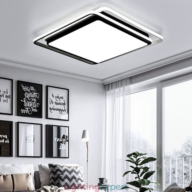 Modern Simple Flush Mount Geometric Ceiling Light Square Frame Lamp Light