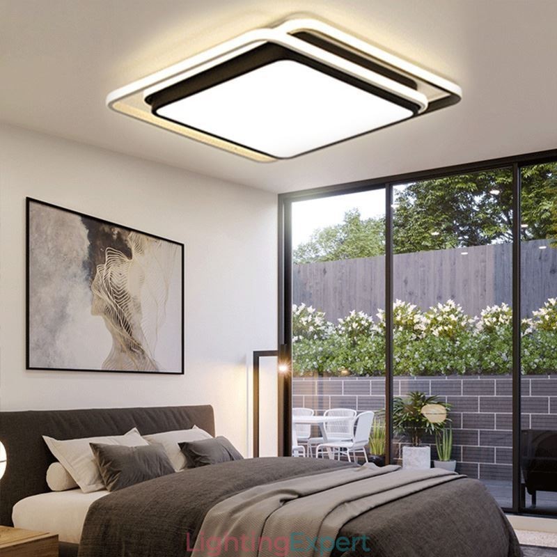 Modern Simple Flush Mount Geometric Ceiling Light Square Frame Lamp Light