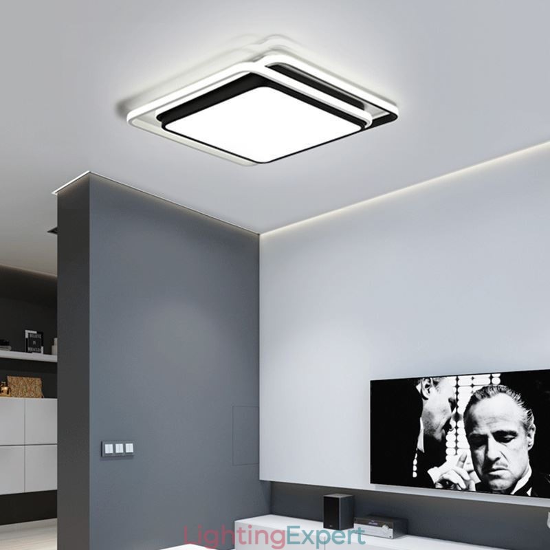 Modern Simple Flush Mount Geometric Ceiling Light Square Frame Lamp Light
