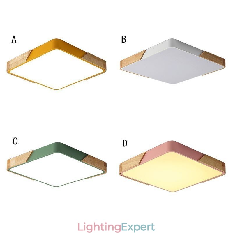 Simple Flush Mount Wood Frame Ceiling Light Super Thin Design Lamp Dinging Light