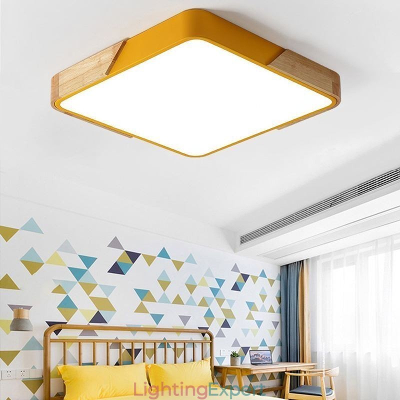 Simple Flush Mount Wood Frame Ceiling Light Super Thin Design Lamp Dinging Light