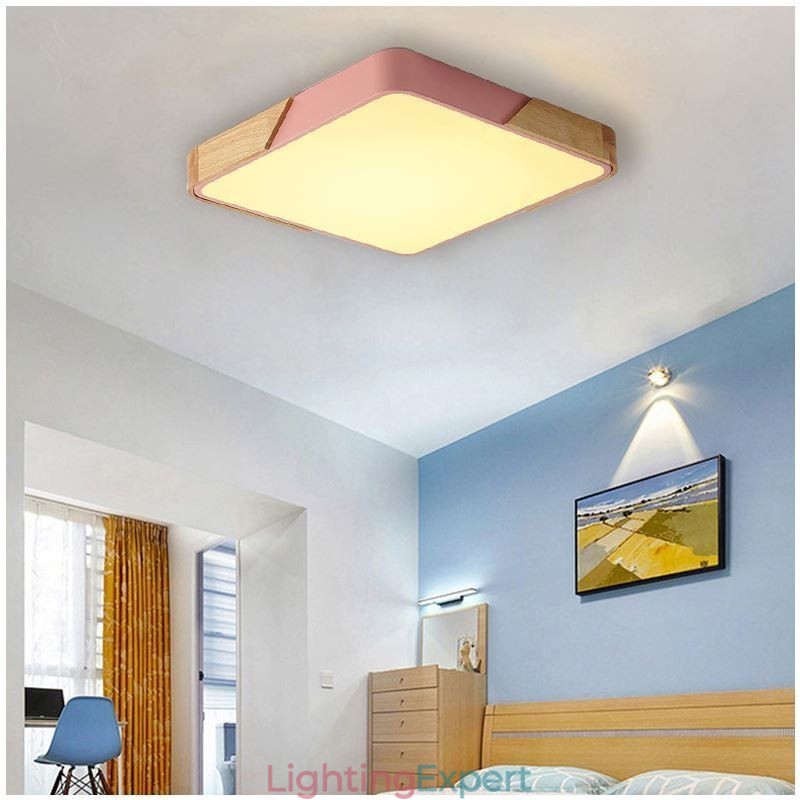 Simple Flush Mount Wood Frame Ceiling Light Super Thin Design Lamp Dinging Light