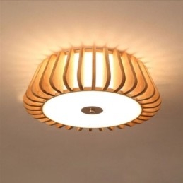 Nordic Round Flush Mount Creative Bamboo Ceiling Lighting