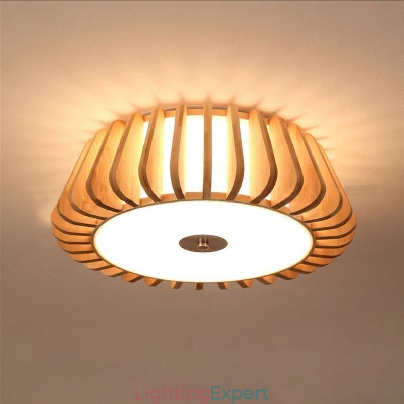 Nordic Round Flush Mount Creative Bamboo Ceiling Lighting