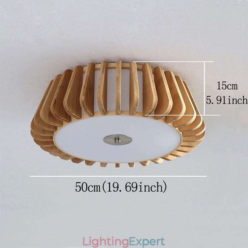 Nordic Round Flush Mount Creative Bamboo Ceiling Lighting