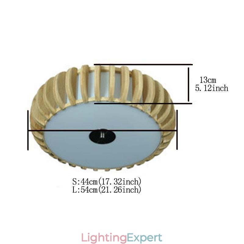 Rural Bamboo Flush Mount Pumpkin Shape Ceiling Lighting