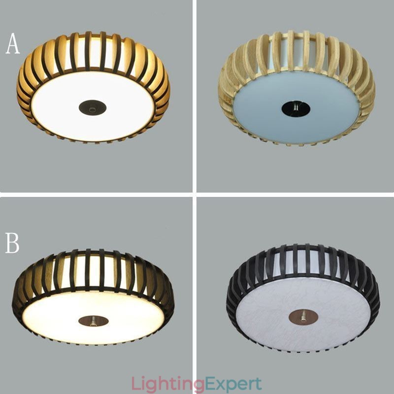 Rural Bamboo Flush Mount Pumpkin Shape Ceiling Lighting