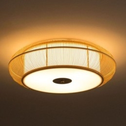 Chinese Special Bamboo Flush Mount Creative Japanese Round Ceiling Light